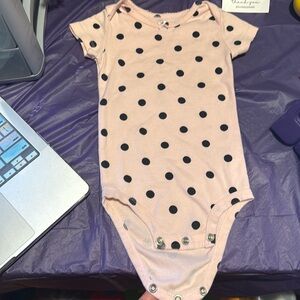 Carter's Pink and Black Polka Dot Bodysuit SZ-18 M